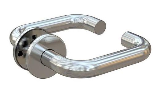 Picture of Assa Abloy Set of lever handles on round rose. Suits EL580/2. Polished stainless steel