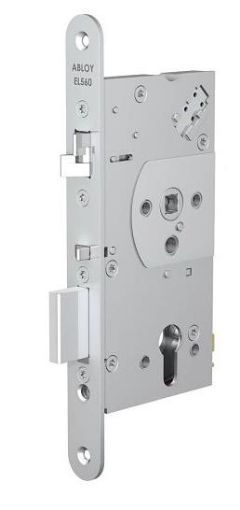 Picture of Assa Abloy DIN Euro profile. With hardened deadbolt and anti friction bolt, fail locked and fail unlocked, split spindle 12/24V DC