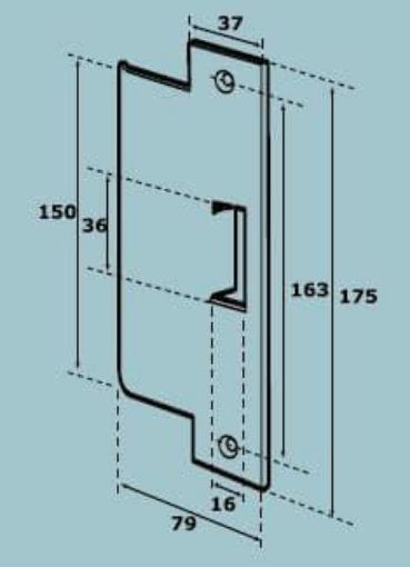 Picture of Assa Abloy With single lead in edge 100mm  u/w EL402, EL402F/UN EL502and EL502F/UN