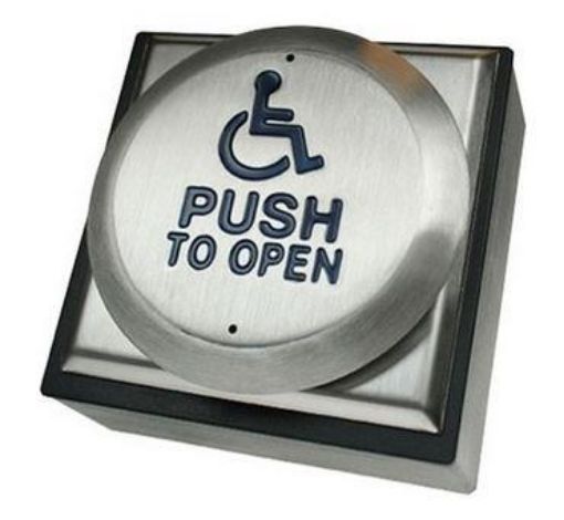Picture of CDVI S'less Steel 1GangS'Face Mt Raised  Exit Button Wheelchair Logo & Push to Open (DDA-900-1)
