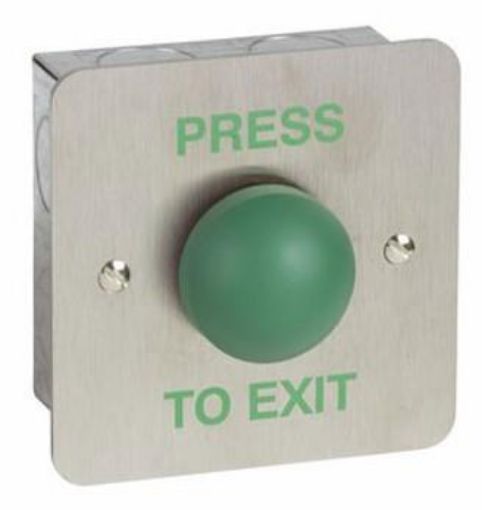 Picture of CQR Flush Request To Exit Green Dome Button – Legend “Door Release” – Stainless Steel