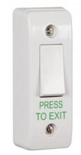 Picture of CQR Narrow Surface Mounted Plastic Exit Switch – Legend “Press To Exit” – White