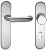 Picture of Assa Abloy Knob and lever handle set on long plate for 4922, EL520. Satin stainless steel